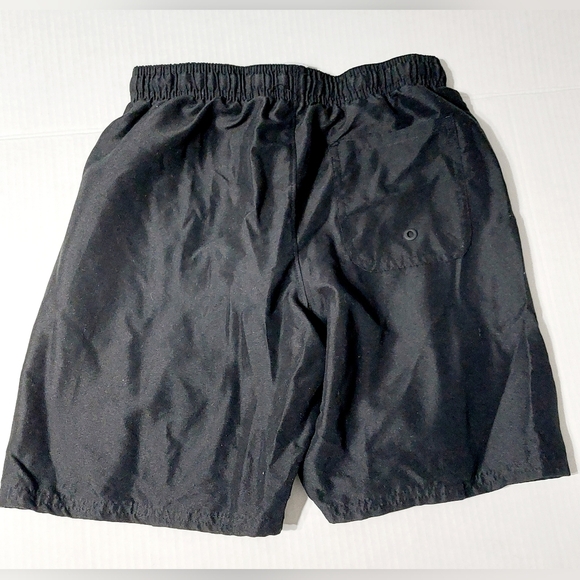 Solid Black Drawstring Swim Shorts with Liner Boys Size L 10/12 - Picture 2 of 5